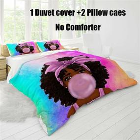 img 3 attached to 🛏️ Stylish Black Girl Bubble Gum Bedding Set: Twin Size, African American Art Comforter Cover, Cute Print Duvet Cover, Kids Bedroom Decor (1 Duvet Cover + 1 Pillowcase) - No Comforter Included