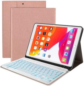 img 4 attached to 🔲 WodsWod Backlit Rose Gold iPad Keyboard Case for iPad 10.2 (2019) - Detachable Wireless Keyboard Cover with Pencil Holder - 7th Gen iPad Compatible
