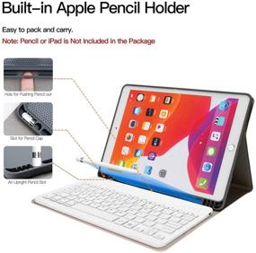 img 1 attached to 🔲 WodsWod Backlit Rose Gold iPad Keyboard Case for iPad 10.2 (2019) - Detachable Wireless Keyboard Cover with Pencil Holder - 7th Gen iPad Compatible