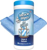 miraclewipes for glass - disposable cleaning wipes, streak-free formula | ideal for mirrors, windows, kitchen, home, auto | includes microfiber towel | 30 count kit logo