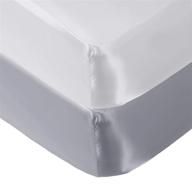 pro goleem 2 pack satin soft crib sheet for sensitive hair - baby mattress sheet, white/gray, 52’’x28’’x8’’ - unisex fitted sheets logo