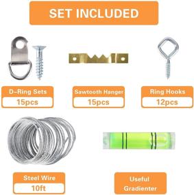 img 1 attached to 🖼️ Hongway 276pcs Picture Hanging Kit: Heavy Duty Frame Hooks, Hanging Wire, Screw Eyes, D Ring, Sawtooth Hardware - Ultimate Frame Mounting Solution
