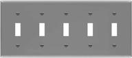 🔲 enerlites 5-gang light switch wall plate, glossy toggle switch plate, 4.88&#34; x 10.39&#34; mid-size, unbreakable gray polycarbonate thermoplastic, model 8815m-gy логотип