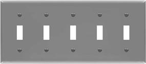 img 4 attached to 🔲 ENERLITES 5-Gang Light Switch Wall Plate, Glossy Toggle Switch Plate, 4.88&#34; x 10.39&#34; Mid-Size, Unbreakable Gray Polycarbonate Thermoplastic, Model 8815M-GY