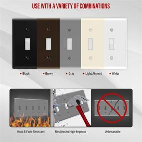 img 1 attached to 🔲 ENERLITES 5-Gang Light Switch Wall Plate, Glossy Toggle Switch Plate, 4.88&#34; x 10.39&#34; Mid-Size, Unbreakable Gray Polycarbonate Thermoplastic, Model 8815M-GY