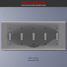 img 3 attached to 🔲 ENERLITES 5-Gang Light Switch Wall Plate, Glossy Toggle Switch Plate, 4.88&#34; x 10.39&#34; Mid-Size, Unbreakable Gray Polycarbonate Thermoplastic, Model 8815M-GY