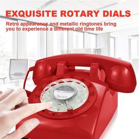img 1 attached to ECVISION 1960's Style Rotary Retro Old Fashioned Dial Home Telephone - Red Color Vintage Communication Device