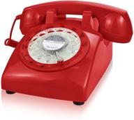 ecvision 1960's style rotary retro old fashioned dial home telephone - red color vintage communication device logo