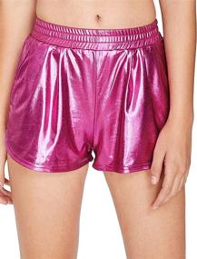 img 4 attached to 🩳 SweatyRocks Women's Metallic Shorts with Elastic Waistband - Shiny Pants