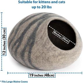 img 3 attached to 🐱 MEOWFIA Premium Large Cat Bed Cave - Eco Friendly 100% Merino Wool Beds for Cats and Kittens