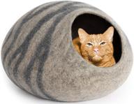 🐱 meowfia premium large cat bed cave - eco friendly 100% merino wool beds for cats and kittens logo