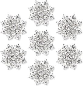 img 4 attached to 💎 Pack of 24 YIMIL Flat Back Rhinestone Appliques - Silver Crystal Snowflake Embellishments for Buttons, Brooches, Crafts, Flower Hair Accessories