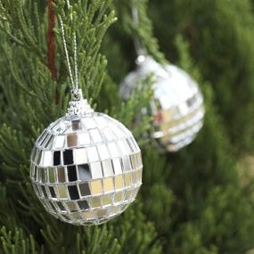 img 1 attached to 🎄 Bright Reflective Mirror Disco Balls: 24 Pack 2" Christmas Balls Ornaments for Holiday Wedding Party Dance and Music Festivals Decoration