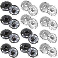 🧷 sewing snap buttons - set of 12 large metal fastener buttons for clothing (25mm) in silvery and black logo