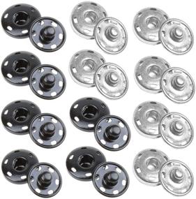 img 4 attached to 🧷 Sewing Snap Buttons - Set of 12 Large Metal Fastener Buttons for Clothing (25mm) in Silvery and Black