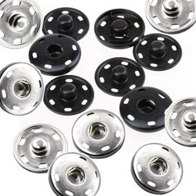 img 3 attached to 🧷 Sewing Snap Buttons - Set of 12 Large Metal Fastener Buttons for Clothing (25mm) in Silvery and Black