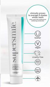 img 1 attached to 🦷 Supersmile Professional Teeth Whitening Toothpaste with Fluoride - Clinically Proven for 6 Shades Whiter Teeth, Stain Removal, Enamel Strengthening and No Sensitivity - Original Mint, 1.4 Oz