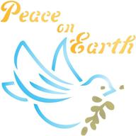 🕊️ christmas dove olive branch stencil: decorate with peace on earth, 3.25 x 3.25 inch (s) painting template logo