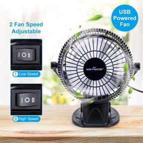 img 1 attached to 🖥️ KEYNICE USB Desk Fan: Portable, 4 Inch Mini Clip on Fan for Home Office, 2 Speeds, Quiet Electric Cooling, USB Powered Stroller Fan - Black