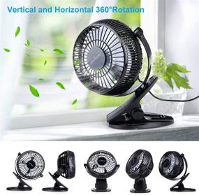 img 2 attached to 🖥️ KEYNICE USB Desk Fan: Portable, 4 Inch Mini Clip on Fan for Home Office, 2 Speeds, Quiet Electric Cooling, USB Powered Stroller Fan - Black