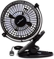 🖥️ keynice usb desk fan: portable, 4 inch mini clip on fan for home office, 2 speeds, quiet electric cooling, usb powered stroller fan - black logo