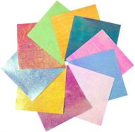 📦 shiny single sided 10 rainbow color origami paper pack - 100 sheets, 6 inch square folding paper for crane, stars, airplanes, animals, diy crafts, and decoration - glitter finish included logo