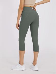 img 3 attached to 🩳 ODODOS Women's Mid Waisted Yoga Capris Leggings: Ideal Workout Leggings with Inner Pocket for Athletic Sports & Running