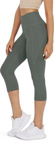 img 4 attached to 🩳 ODODOS Women's Mid Waisted Yoga Capris Leggings: Ideal Workout Leggings with Inner Pocket for Athletic Sports & Running