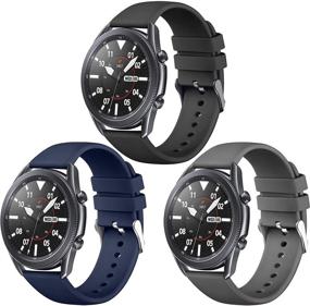 img 4 attached to Easuny Compatible Samsung Galaxy Watch 3 Band 45mm/Galaxy Watch 46mm/Gear S3 Frontier – 3 Pack Silicone Watch Bands for Women Men, Quick Release, Black/Dark Blue/Space Gray, Large Size