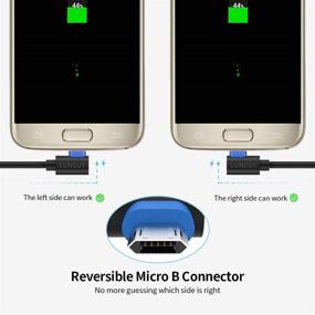 img 2 attached to Короткий микро USB-кабель SUNGUY [2 шт] 1FT/0.3M - 90-градусный угол, быстрая зарядка и синхронизация данных для Samsung Galaxy S6 S7 Edge S5 Note 4, Moto G5 Plus и других устройств - черный