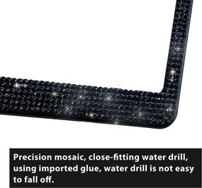 img 1 attached to 🔥 LivTee Luxury Rhinestone License Plate Frame - Bling Car Accessories for Women | Funny Glitter Stainless Steel Cover | 1000+ Cute Crystal Diamond License Plate Holder with Cap Screws Set (Black)