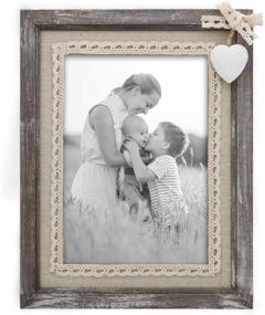 img 4 attached to 5x7 Shabby Chic Wooden Picture Frame with Rustic Love, Burlap and Wooden White Heart - Perfect Grandma Wedding, Halloween, and Christmas Gifts