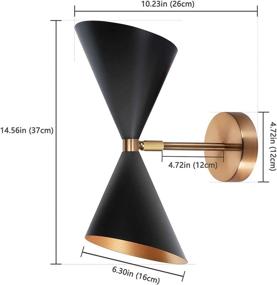 img 3 attached to 2-Light Industrial Black and Brass Wall Sconce, Mid-Century Matte Black Vanity Light Fixture, Adjustable Modern Wall Mount Lamp for Bedroom, Bathroom, Living Room, Hallway - Set of 1