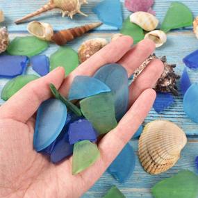 img 1 attached to 🌊 HAIOPS Sea Glass Marble 14oz: Vibrant Blue Green Glass Stones for Floral Arrangements, Vase Décor, Aquariums, and More