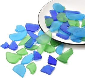img 4 attached to 🌊 HAIOPS Sea Glass Marble 14oz: Vibrant Blue Green Glass Stones for Floral Arrangements, Vase Décor, Aquariums, and More