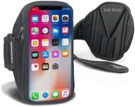 armpocket x phone armband: perfect for running with iphone 12 pro, galaxy s20, pixel 5, and more - black medium strap logo