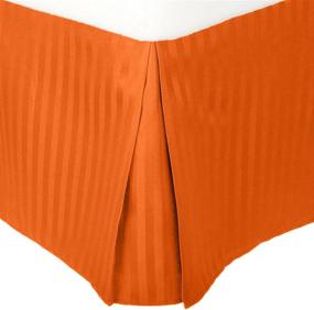 img 1 attached to 🛏️ High-Quality King Size Striped Bed Skirt with 15-inch Drop, Non-Iron Microfiber Dust Ruffle in Vibrant Orange Shade