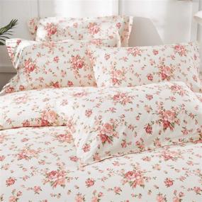 img 4 attached to 🌸 Brandream Farmhouse Bedding Floral Pillow Shams Set - 2 Standard Size Cotton 20 X 27 Inch Shabby Rustic Decorative Covers