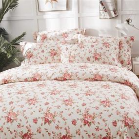 img 1 attached to 🌸 Brandream Farmhouse Bedding Floral Pillow Shams Set - 2 Standard Size Cotton 20 X 27 Inch Shabby Rustic Decorative Covers