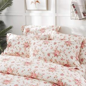 img 2 attached to 🌸 Brandream Farmhouse Bedding Floral Pillow Shams Set - 2 Standard Size Cotton 20 X 27 Inch Shabby Rustic Decorative Covers