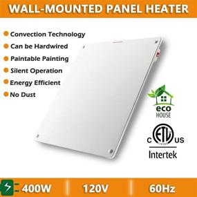 img 2 attached to 400W Wall Mount Panel Heater - Efficient Convection Heater for 50-100 Sq Ft Room, Overheat Protection, Perfect for Home Bedroom Kitchen Office, 120V Electric Heater