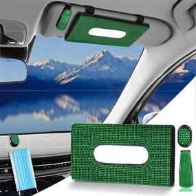 img 1 attached to FUNOJOY Bling Car Visor Tissue Holder Interior Accessories and Consoles & Organizers
