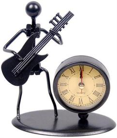 img 4 attached to 🎸 Vintage Iron Art Musician Clock Figure Ornament for Home Office Desk Decoration - Classic Gift (C68 Electric Guitar)