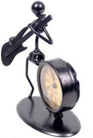 img 2 attached to 🎸 Vintage Iron Art Musician Clock Figure Ornament for Home Office Desk Decoration - Classic Gift (C68 Electric Guitar)
