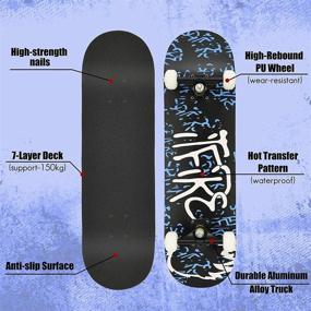 img 3 attached to Action Skateboard: 31x8 Complete Standard Skate Boards for Girls Boys Beginner 🛹 - 7 Layer Canadian Maple, Double Kick Concave Skateboards for Kids Youth Adult Teens