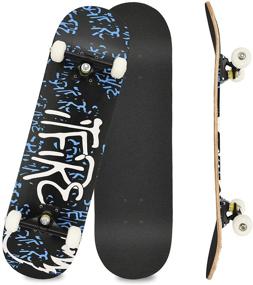 img 4 attached to Action Skateboard: 31x8 Complete Standard Skate Boards for Girls Boys Beginner 🛹 - 7 Layer Canadian Maple, Double Kick Concave Skateboards for Kids Youth Adult Teens