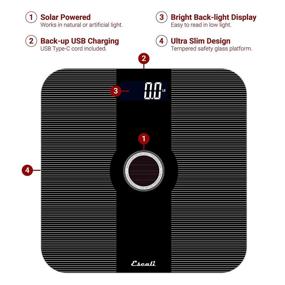 img 3 attached to 🔲 Black Escali Ambient Light Bathroom Scale, USB Powered - 400lb Capacity