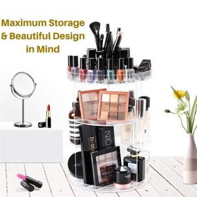 img 1 attached to SUNFICON Makeup Organizer: 360° Rotating Cosmetic Storage Holder in Crystal Clear Acrylic for Vanity, Bathroom, Bedroom. Turntable Spin Display Stand - Perfect Gift for Girls, Ladies, and Women.