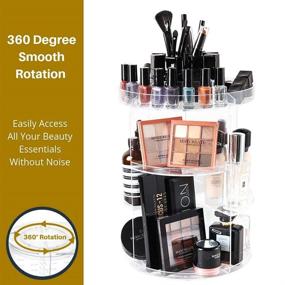 img 3 attached to SUNFICON Makeup Organizer: 360° Rotating Cosmetic Storage Holder in Crystal Clear Acrylic for Vanity, Bathroom, Bedroom. Turntable Spin Display Stand - Perfect Gift for Girls, Ladies, and Women.
