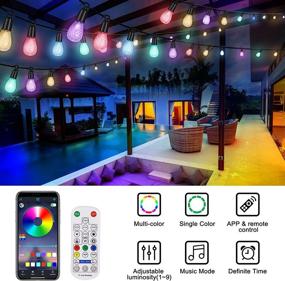 img 1 attached to 49Ft FFZ Outdoor String Lights with Remote Control & Phone App – Color Changing Dimmable LED String Light for Garden Decor, Backyard Patio Lights String (Water-Proof Shatterproof Hook, 25 Bulbs)